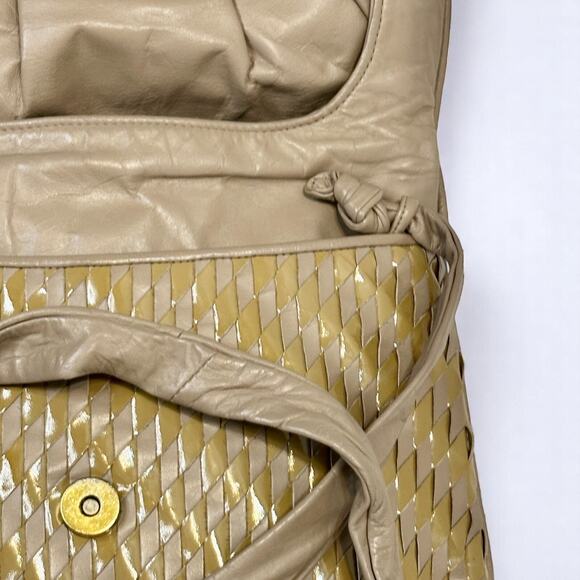 Meyers Vintage 80s Woven Leather Shoulder Bag Diamond Braided Hippie Retro Boho - Picture 9 of 16